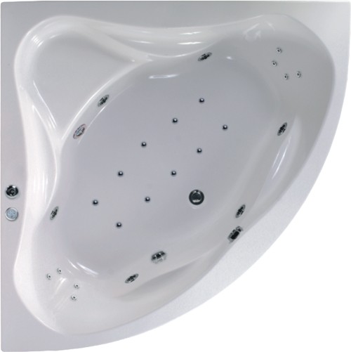 Larger image of Aquaestil Ambassador Eclipse Corner Whirlpool Bath. 24 Jets. 1400x1400.