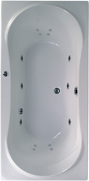 Larger image of Aquaestil Apollo Double Ended Whirlpool Bath. 14 Jets. 1800x800mm.