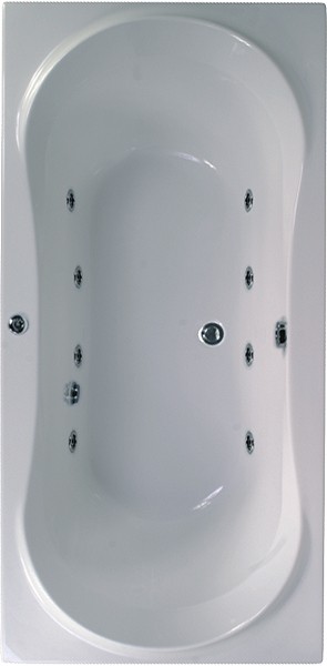 Larger image of Aquaestil Apollo Maxi Double Ended Whirlpool Bath. 8 Jets. 1800x900mm.