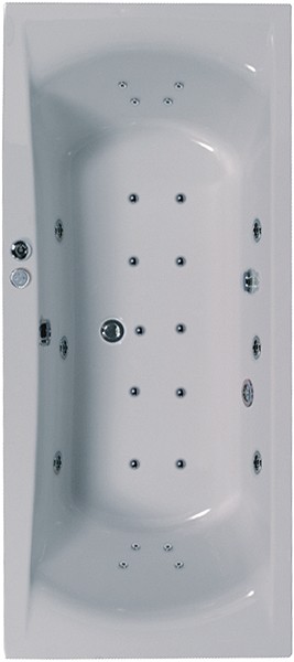 Larger image of Aquaestil Arena Eclipse Double Ended Whirlpool Bath. 24 Jets. 1900x900mm.