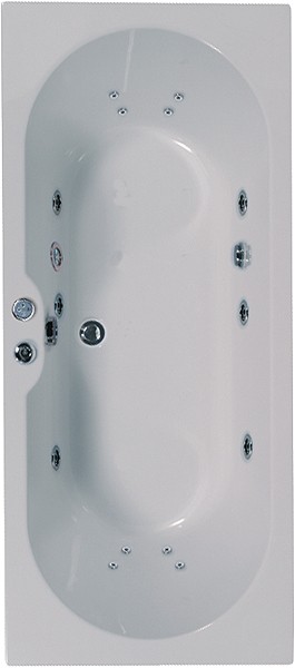 Larger image of Aquaestil Calisto Double Ended Whirlpool Bath. 14 Jets. 1700x750mm.