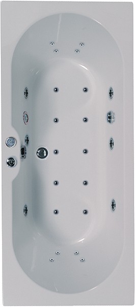 Larger image of Aquaestil Calisto Eclipse Double Ended Whirlpool Bath. 24 Jets. 1700x750mm.