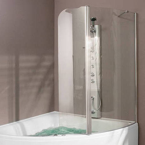 Larger image of Aquaestil Gemma Hinged Bath Screen (Right Handed).  1230x1500mm.