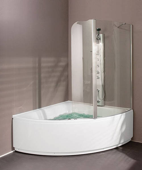 Example image of Aquaestil Gemma Hinged Bath Screen (Left Handed).  1310x1500mm.