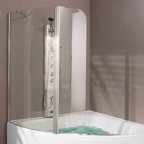 Larger image of Aquaestil Gemma Hinged Bath Screen (Right Handed).  1310x1500mm.