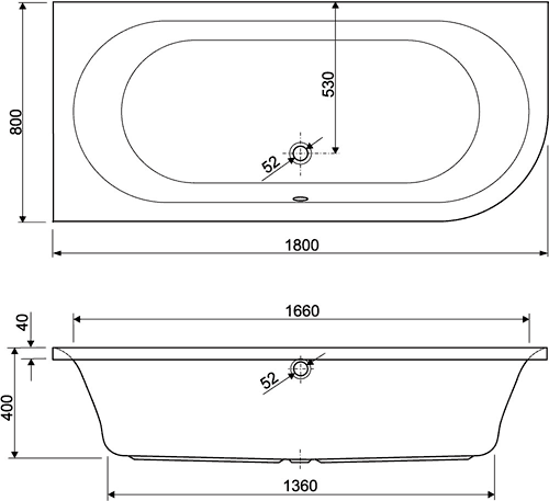 Technical image of Aquaestil Metauro2 Eclipse Corner Whirlpool Bath & Panel. 24 Jets. Right.