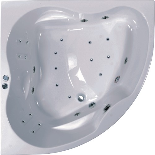 Larger image of Aquaestil Newa Eclipse Large Corner Whirlpool Bath. 24 Jets. 1500x1500.