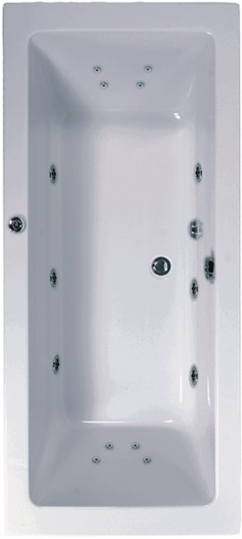 Larger image of Aquaestil Plane Double Ended Whirlpool Bath. 14 Jets. 1600x700mm.