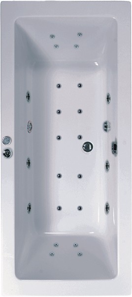 Larger image of Aquaestil Plane Eclipse Double Ended Whirlpool Bath. 24 Jets. 1600x700mm.