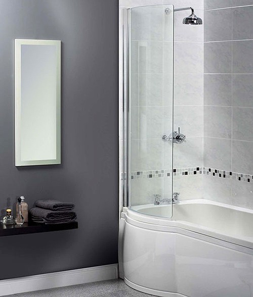 Larger image of Aqualux Shine Curved Bath Screen. 710x1500mm (Reversable).