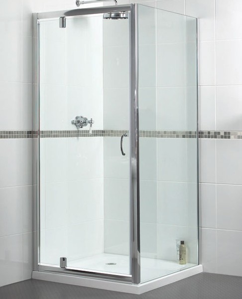 Larger image of Aqualux Shine Pivot Shower Door. 760x1850mm.