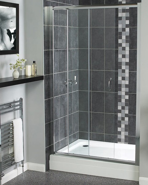 Larger image of Aqualux Shine Sliding Shower Door. 1100mm.