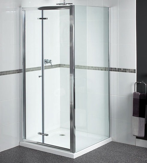 Larger image of Aqualux Shine Shower Enclosure With 760mm Bi-Fold Door. 760x700mm.