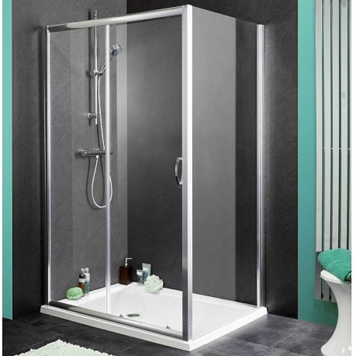 Larger image of Aqualux Shine Shower Enclosure With 1400mm Sliding Door. 1400x760mm.