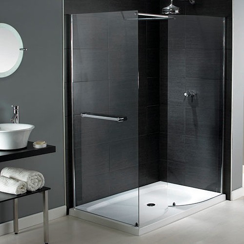 Larger image of Aqualux Shine Walk In Shower Enclosure With Tray 1400x900mm (Reversible).