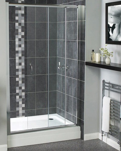 Larger image of Waterlux Sliding Shower Door. 1000mm.