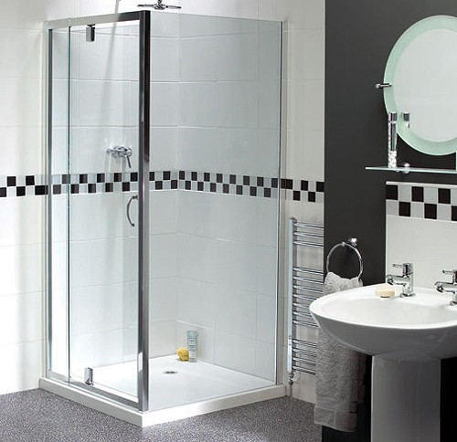 Larger image of Waterlux Telescopic Pivot Shower Door. 760 to 900mm Trays.