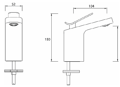 Technical image of Bristan Alp Mono Basin & 1 Hole Bath Filler Tap Pack (Chrome).