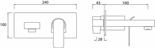 Technical image of Bristan Alp Wall Mounted Basin & Bath Filler Tap Pack (Chrome).