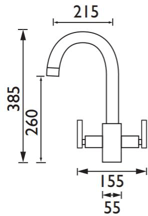 Technical image of Bristan Artisan 3 In 1 Filter Kitchen Tap (Chrome).