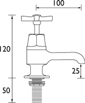 Technical image of Bristan Art Deco Basin & Bath Taps Pack With Ceramic Disc Valves.