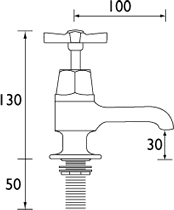 Technical image of Bristan Art Deco Basin & Bath Taps Pack With Ceramic Disc Valves.