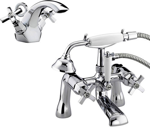 Larger image of Bristan Art Deco Basin Mixer & BSM Taps Pack With Ceramic Disc Valves.