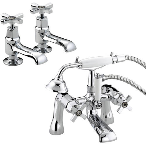 Larger image of Bristan Art Deco Basin & BSM Taps Pack With Ceramic Disc Valves.