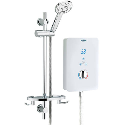 Larger image of Bristan Bliss Electric Shower With Digital Display 10.5kW (Gloss White).