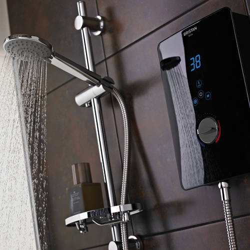 Example image of Bristan Bliss Electric Shower With Digital Display 9.5kW (Gloss Black).