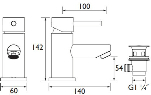 Technical image of Bristan Blitz Mono Basin & Bath Filler Tap Pack (Chrome).