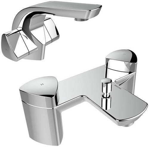 Larger image of Bristan Bright Basin & Bath Shower Mixer Taps Pack (Chrome).