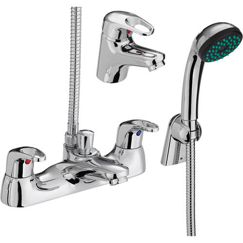 Larger image of Bristan Cadet Basin & Bath Shower Mixer Tap Pack With Kit (Chrome).