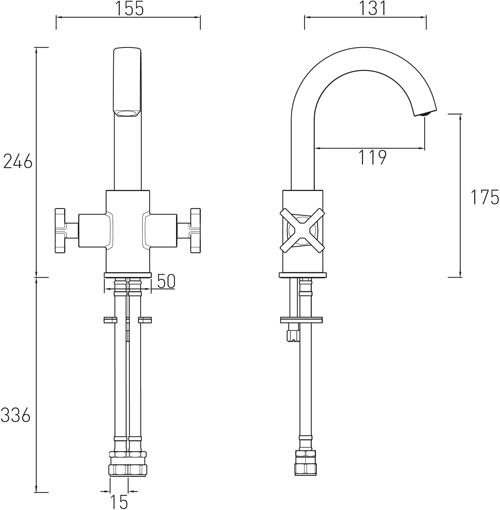 Technical image of Bristan Casino Mono Basin Mixer Tap (Chrome).