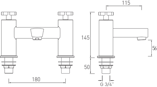 Technical image of Bristan Casino Bath Filler Tap (Chrome).