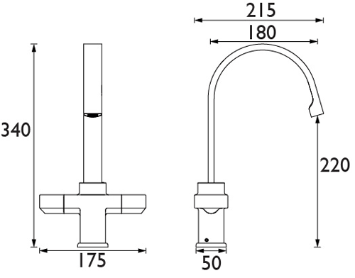 Technical image of Bristan Kitchen Chocolate Easy Fit Mixer Kitchen Tap (Brushed Nickel).