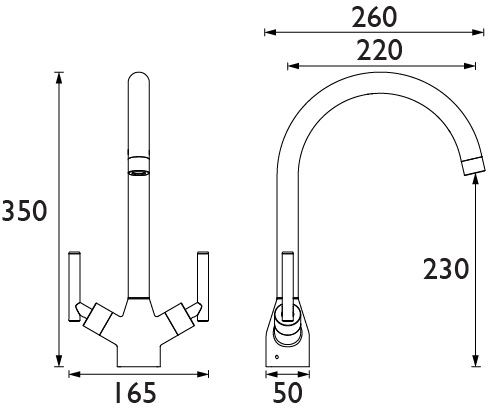 Technical image of Bristan Kitchen Chive Easy Fit Mixer Kitchen Tap (Chrome).