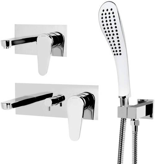 Larger image of Bristan Claret Wall Mounted Basin & Bath Shower Mixer Tap Pack.