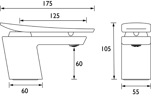 Technical image of Bristan Claret Mono Basin & Bath Filler Tap Pack (Copper Radiance).