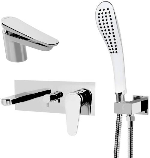 Larger image of Bristan Claret Mono Basin & Wall Mounted Bath Shower Mixer Tap Pack.