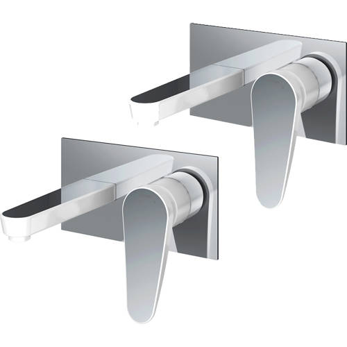 Larger image of Bristan Claret Wall Mounted Basin & Bath Filler Tap Pack (White & Chrome).