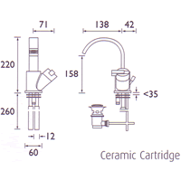 Technical image of Bristan Chill Mono Basin Mixer Tap with Waste.