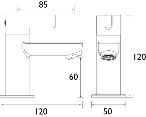 Technical image of Bristan Clio Bath Taps (Pair, Chrome).