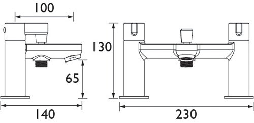 Technical image of Bristan Clio Bath Shower Mixer Tap With Kit (Chrome).