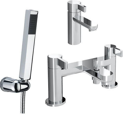 Larger image of Bristan Clio Basin & Bath Shower Mixer Tap Pack (Chrome).