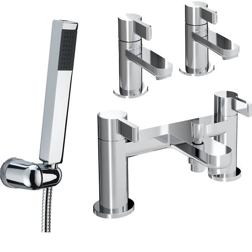 Larger image of Bristan Clio Basin Taps & Bath Shower Mixer Tap Pack (Chrome).