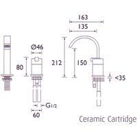 Technical image of Bristan Chill Basin Mixer with Single Lever Control and Mounting Plate.