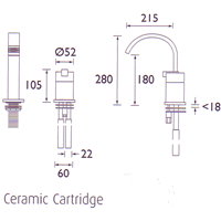 Technical image of Bristan Chill Bath Filler with Single Lever Control and Mounting Plate.