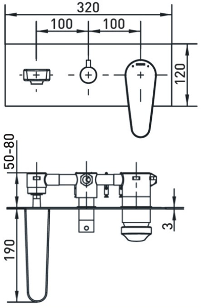 Technical image of Bristan Claret Wall Mounted Bath Shower Mixer Tap (Chrome).