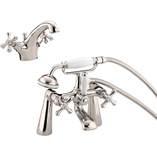 Larger image of Bristan Colonial Basin & Bath Shower Mixer Tap Pack (Gold).